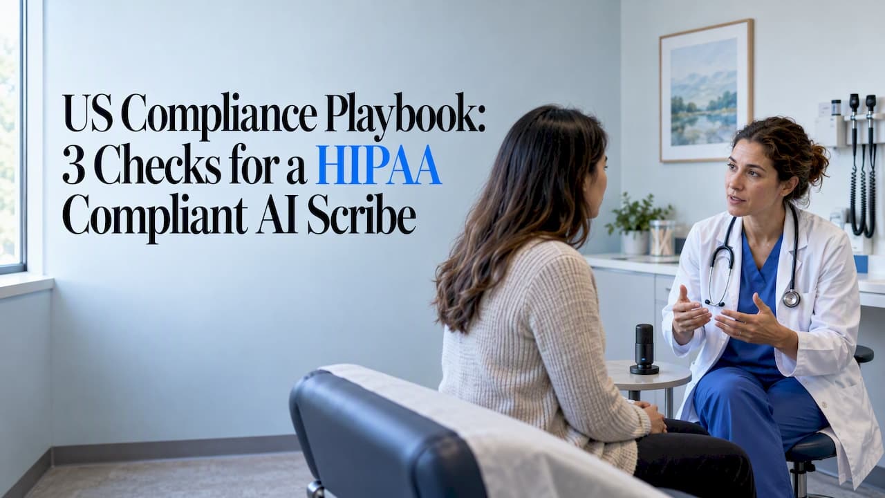 US Compliance Playbook: 3 Checks for a HIPAA Compliant AI Scribe
